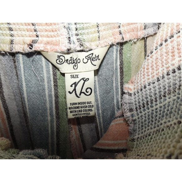 Indigo Rein XL multicolor, smocked waist, high rise, striped, wide leg, cropped - Picture 3 of 5